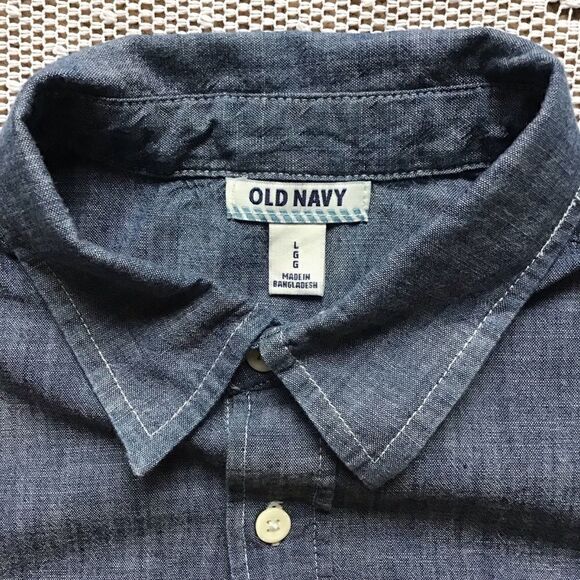 Old Navy LS Chambray Button Up Long Sleeve Shirt - Picture 2 of 6